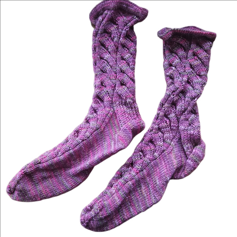Pink Knitted Cable Socks